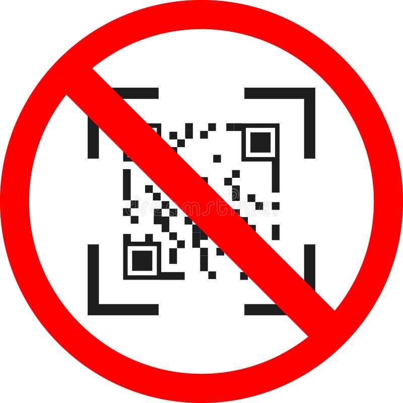 No QR codes accepted - red prohibition symbol over a QR code